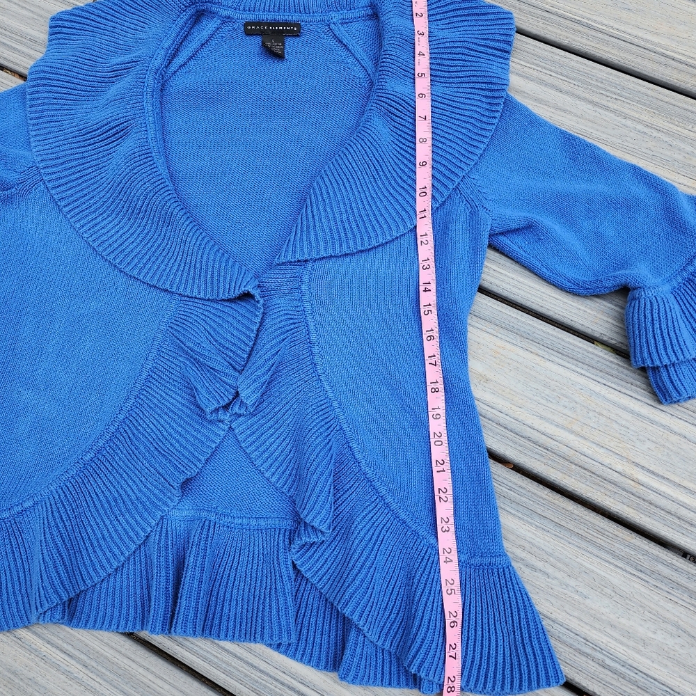L Ruffle blue sweater - Picture 9 of 14